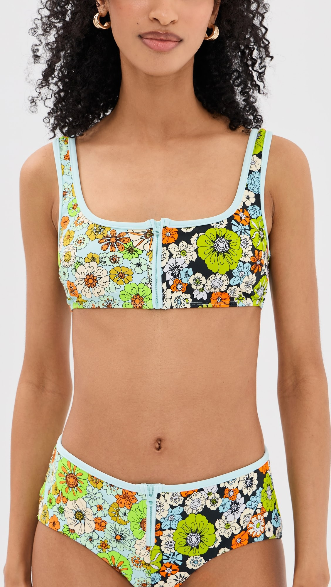 Orange Blossom Zip Scoop Bikini Top | Shopbop