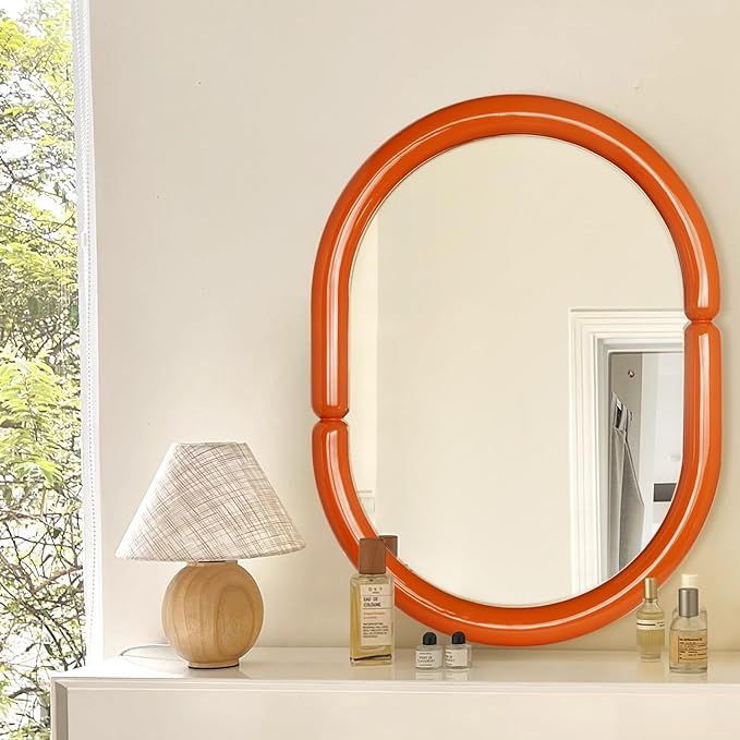 Arch Mirror Bathroom Vanity Wall Mirror with Wood Frame Pop Bagel Shaped Wall Mirror (Orange, 32"... | Amazon (US)