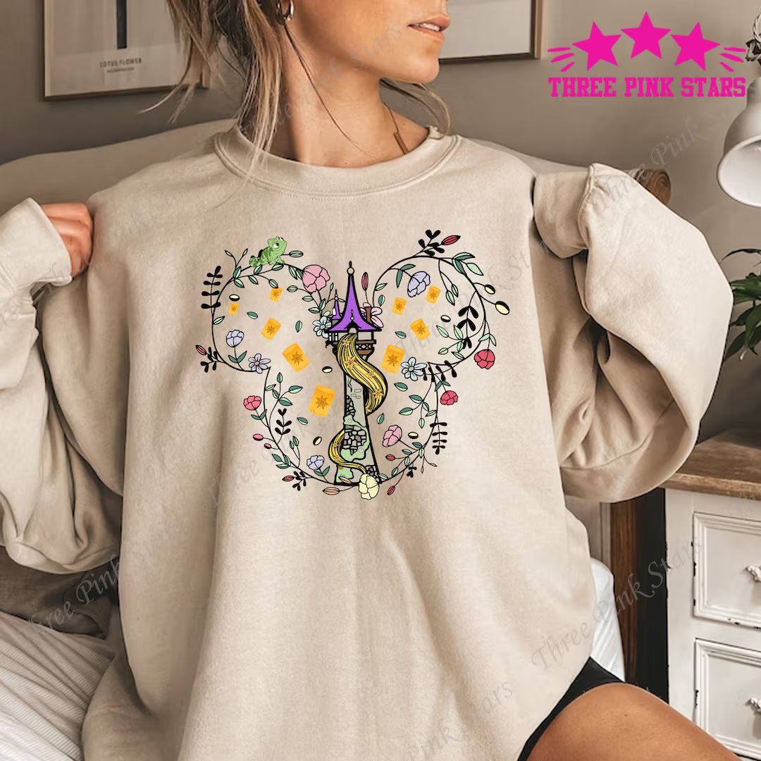 Tangled Sweatshirt, Rapunzel's Tower Sweatshirt, Princess Castle Floral Tee E3993 - Etsy | Etsy (US)