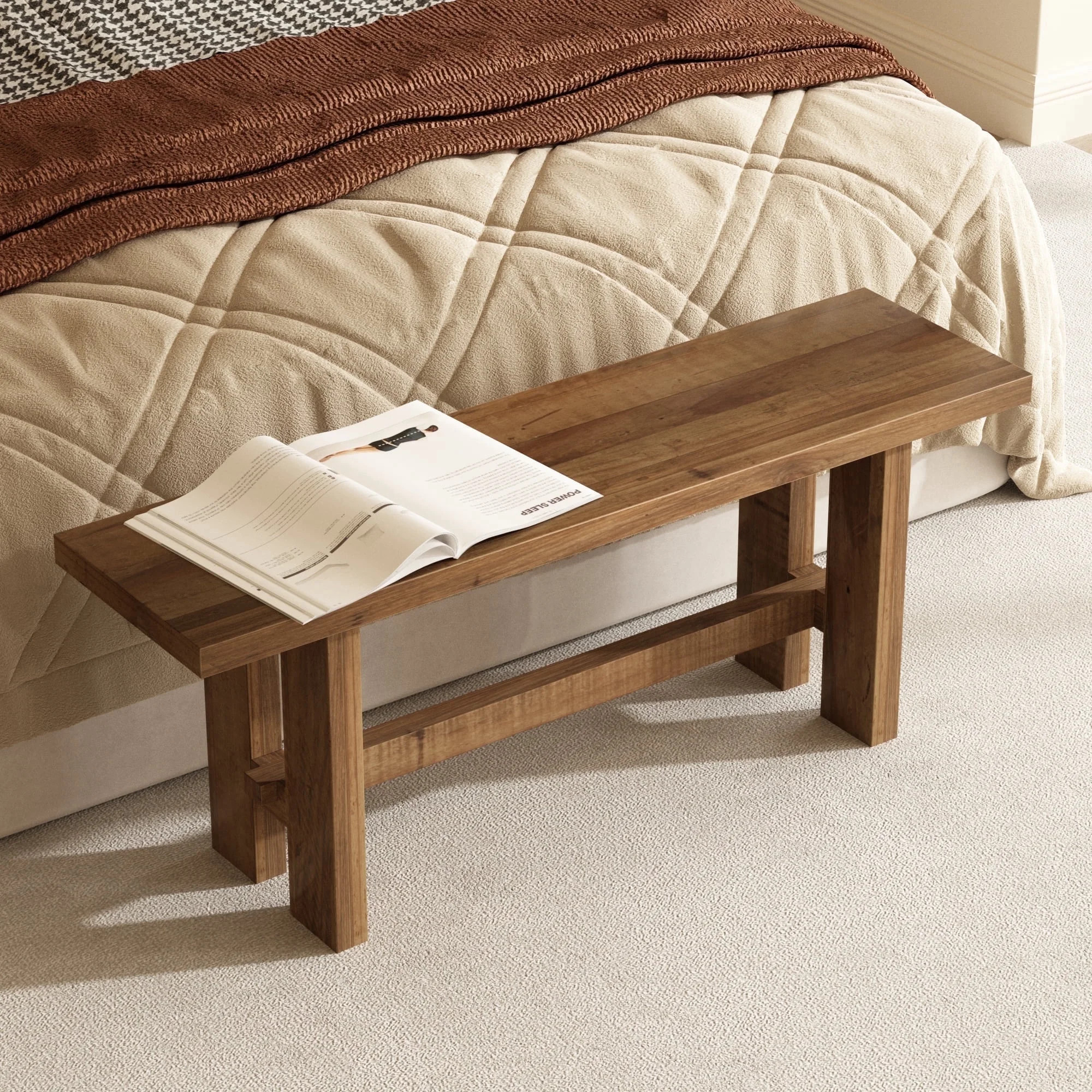 43" Farmhouse Reclaimed Solid Wood Bench, Entryway Bench, Wooden Dinning Seat Bench for Indoor, L... | Walmart (US)