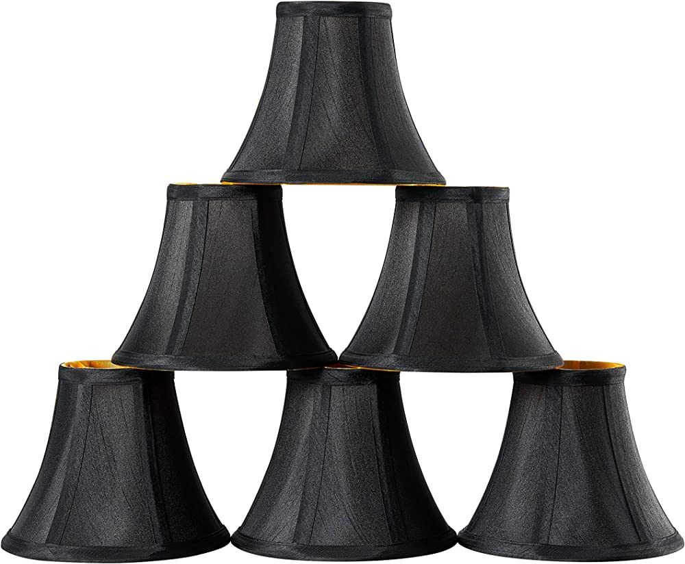 Black Small Lamp Shade Chandelier Lamp Shades Set of 6 Mini Clip On Shade for Table Lamp,Wall Sco... | Amazon (US)