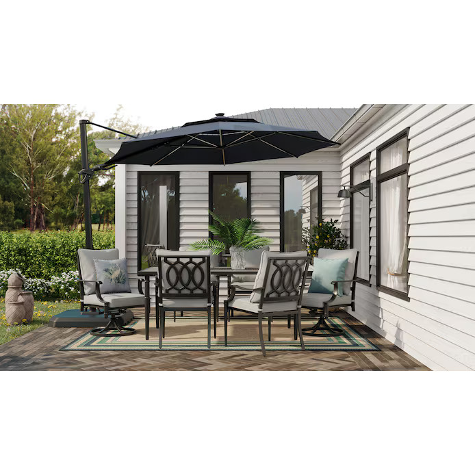 allen + roth Thomas Lake 7-Piece Patio Dining Set with Gray Cushions at Lowes.com | Lowe's