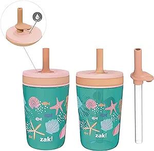 Zak Designs Shells Kelso Tumbler Set, Leak-Proof Screw-On Lid with Straw, Bundle for Kids Include... | Amazon (US)