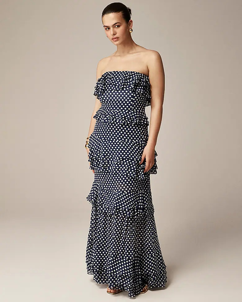 Pre-order Collection tiered ruffle dress in dot chiffon | J. Crew US