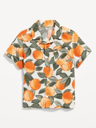 Printed Short-Sleeve Linen-Blend Shirt for Toddler Boys | Old Navy (US)