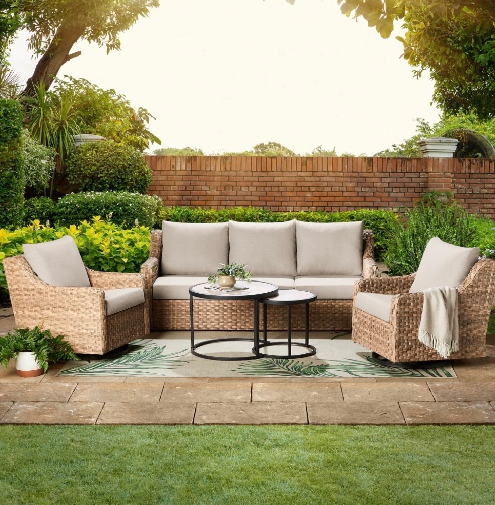 Finally got the Walmart better homes and garden 5 piece patio set in the color natural/wicker!

Better Homes & Gardens River Oaks Outdoor 5-Piece Wicker Conversation Set with Patio Cover, Natural

#LTKHome #LTKSeasonal