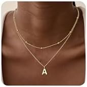 Initial Necklaces for Women 14k Gold Plated Dainty Layered A-Z Letter Pendant Necklaces for Women... | Amazon (US)