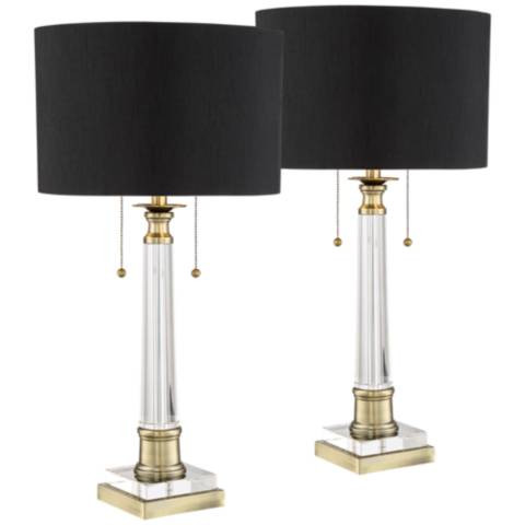 Vienna Full Spectrum Stephan 30" Clear Crystal Column Lamps Set of 2 | Lamps Plus