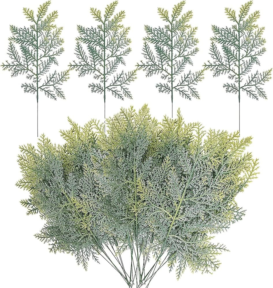 Watayo 60 Pcs Artificial Pine Branches- 13.3" x 7" Christmas Faux Pine Needles Greenery Leaves- F... | Amazon (US)