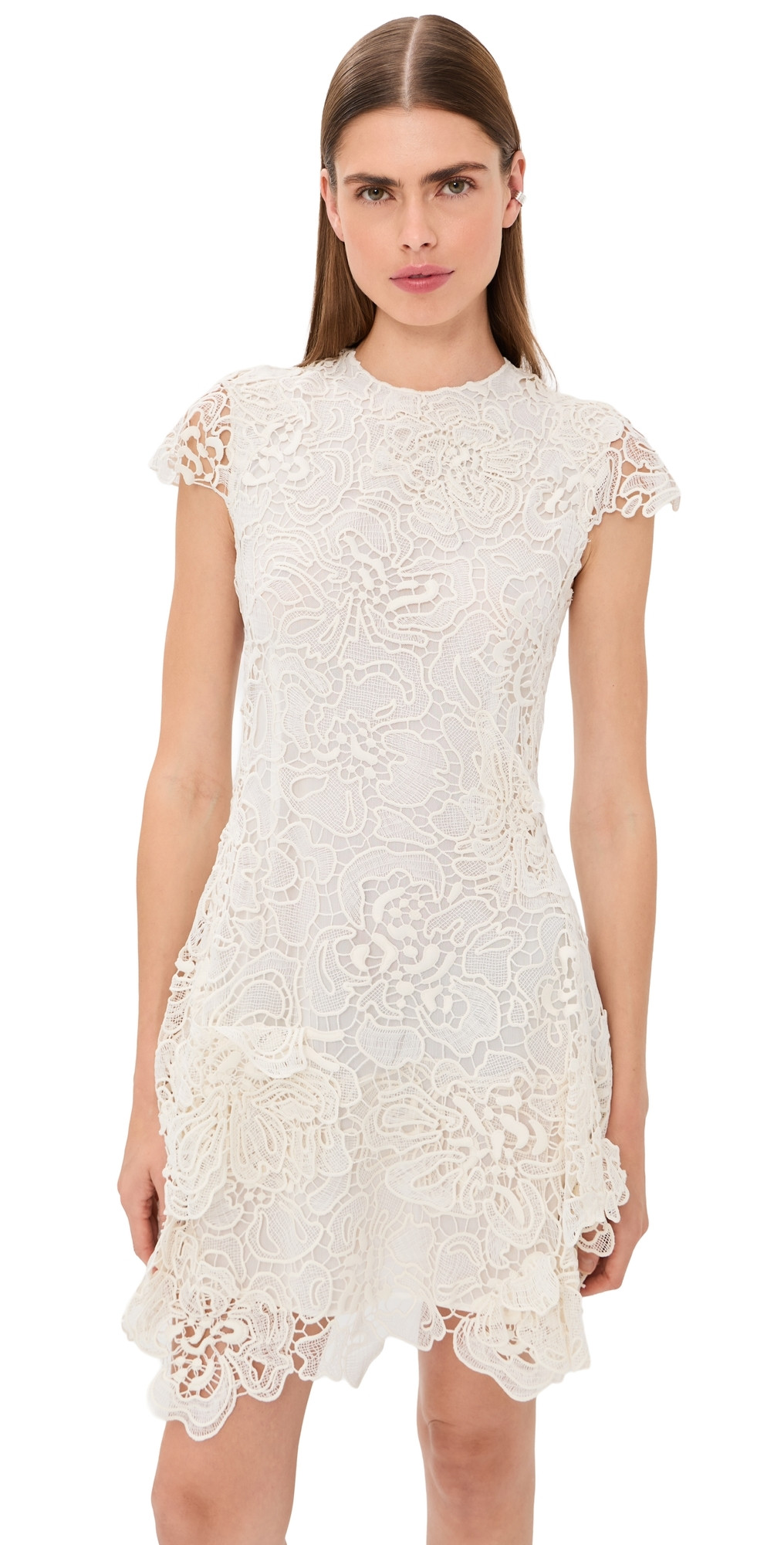 SIMKHAI Novelle Lace Mini Dress White M | Shopbop