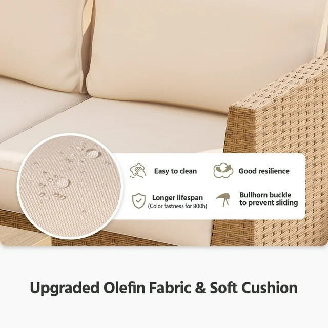 LAUSAINT HOME 6-Piece Patio Furniture Set with Storage Box, Outdoor Wicker Conversation Set with ... | Walmart (US)