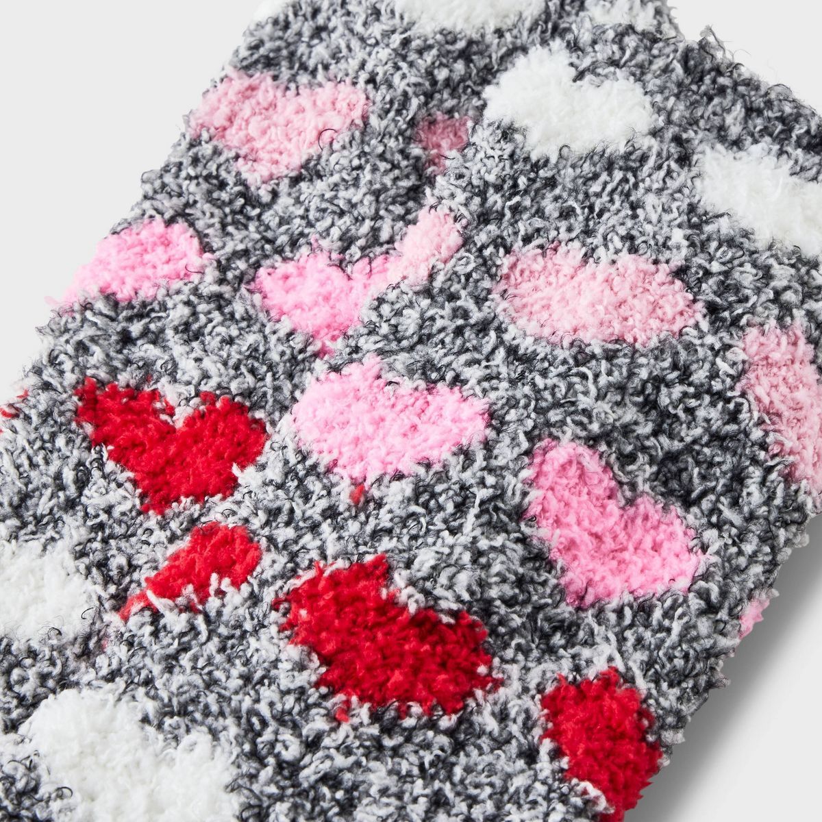 Women's Gradient Hearts Valentine's Day Cozy Crew Socks - Charcoal Heather 4-10 | Target
