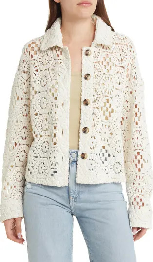 Treasure & Bond Cotton Blend Crochet Shacket | Nordstrom | Nordstrom