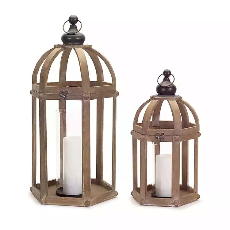 Wooden Bird Cage Lanterns, Set of 2 | Kirkland's Home