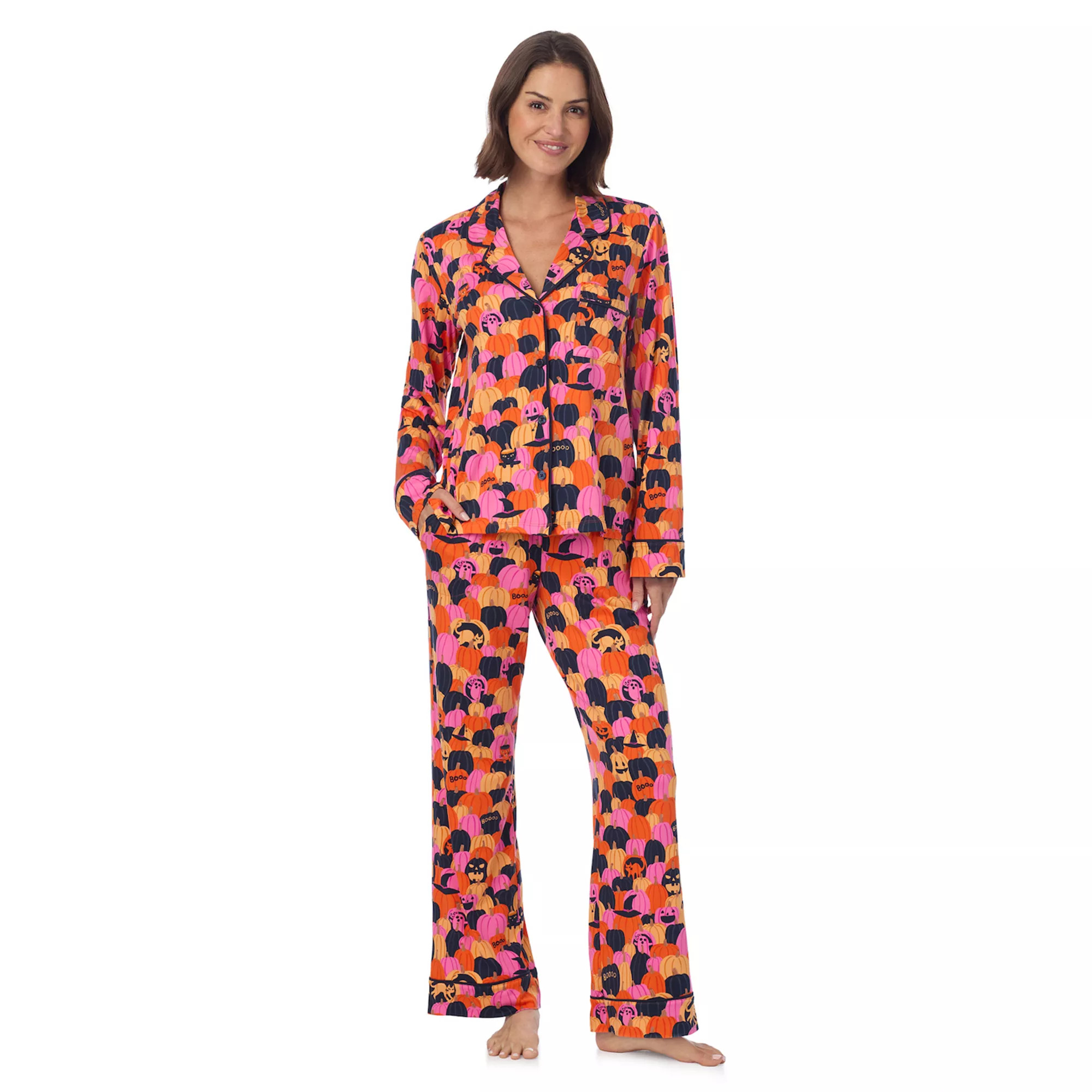 Women's Beauty Sleep Social Halloween 2-Piece Cozy Notch Long Sleeve Pajama Top & Pajama Pants Se... | Kohl's
