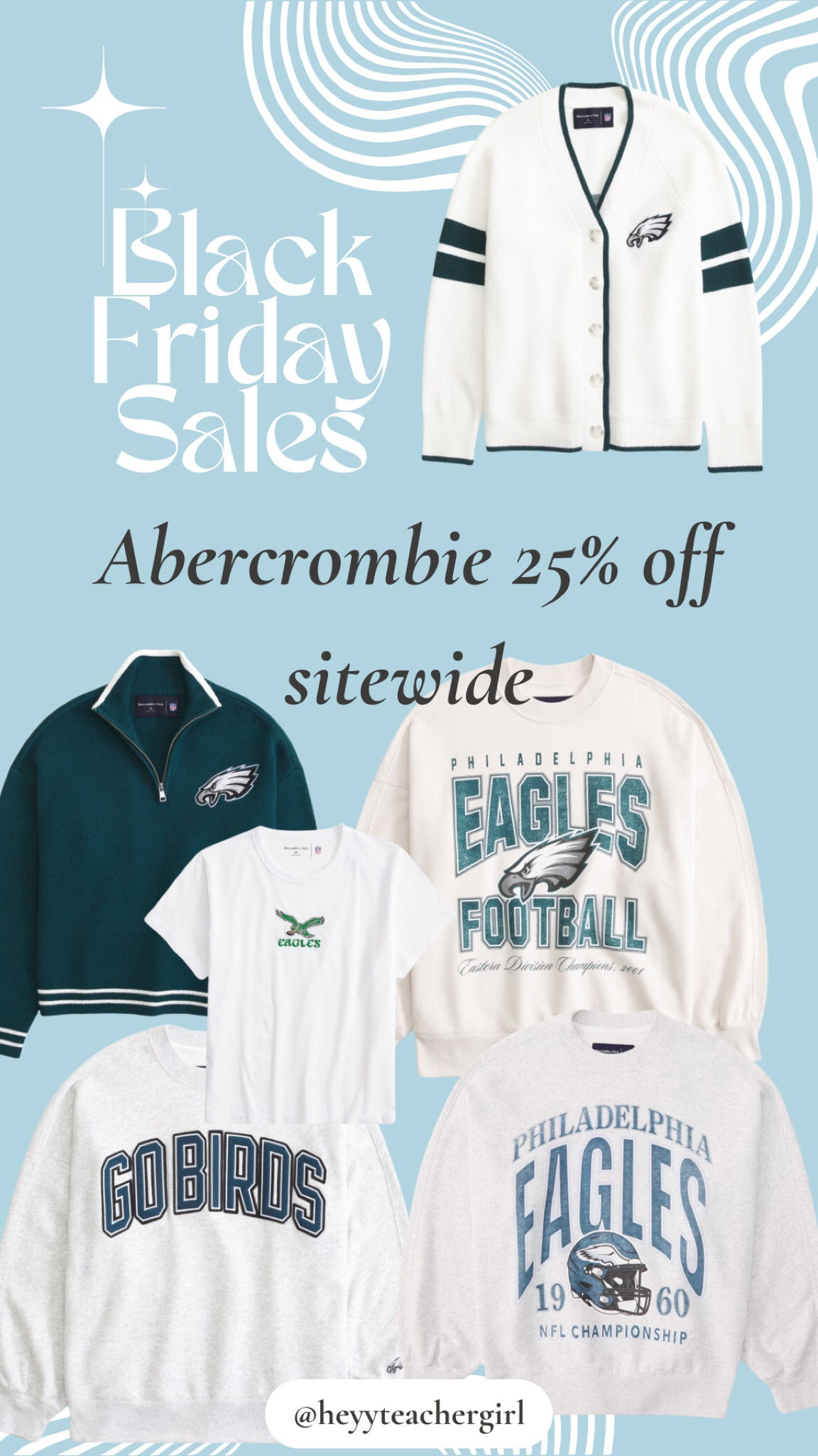Abercrombie NFL collection is 25% off site wide! Go birds!! 

#LTKSaleAlert #LTKCyberWeek