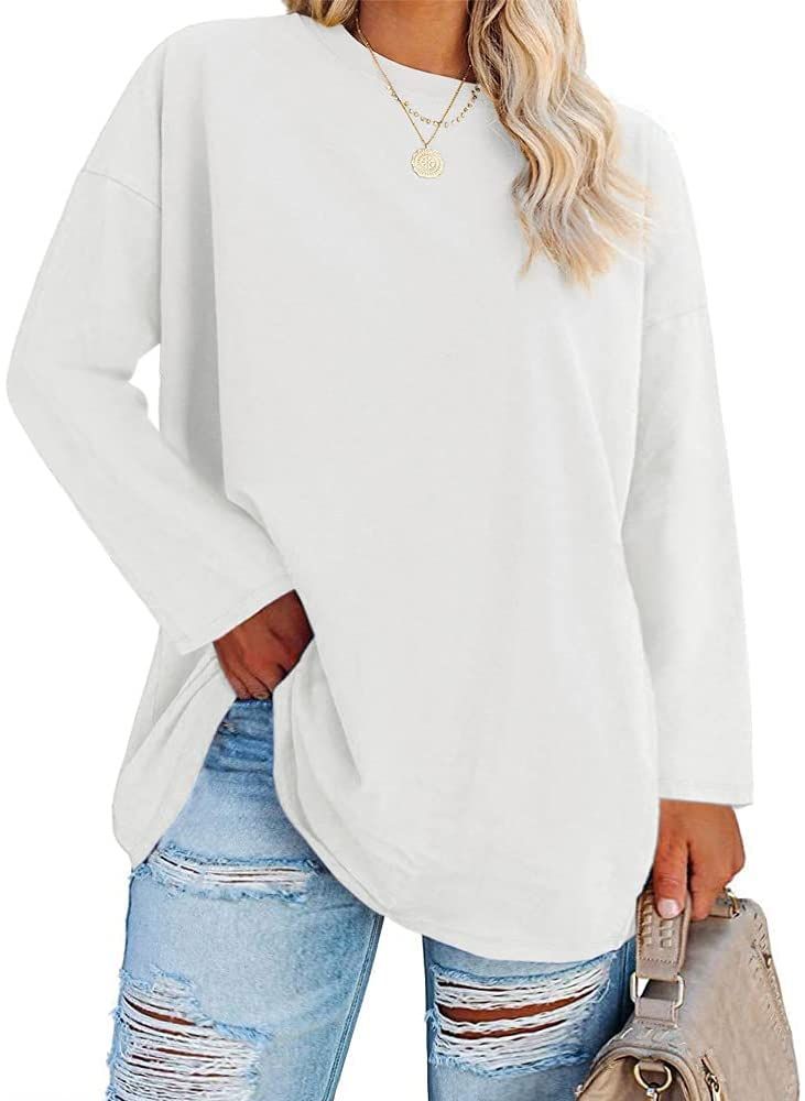 Women's Plus Size Tops Long Sleeve Crew Neck Oversized T Shirts Loose Casual Tunics | Amazon (US)