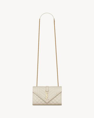 Envelope bag made with metal-free tanned leather, with a front flap and magnetic snap closure, de... | Saint Laurent Inc. (Global)