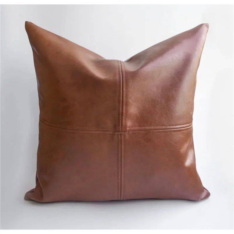 Cenat Embroidered Faux Leather Pillow Cover | Wayfair North America