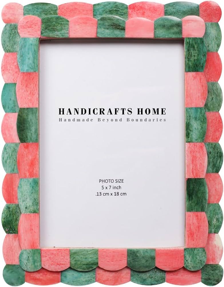 Handicrafts Home Photo Picture Frame - 5x7 Handmade Gift Photo Frames - Green & Red | Amazon (US)