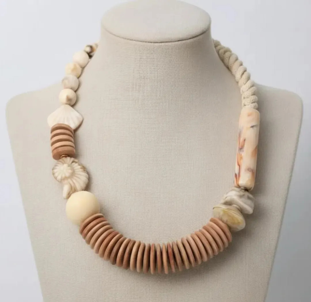 Boho Beaded Shell Necklace Long Chunky Statement Necklace Beach Ocean Jewelry Vintage Style Women... | Etsy (DACH)