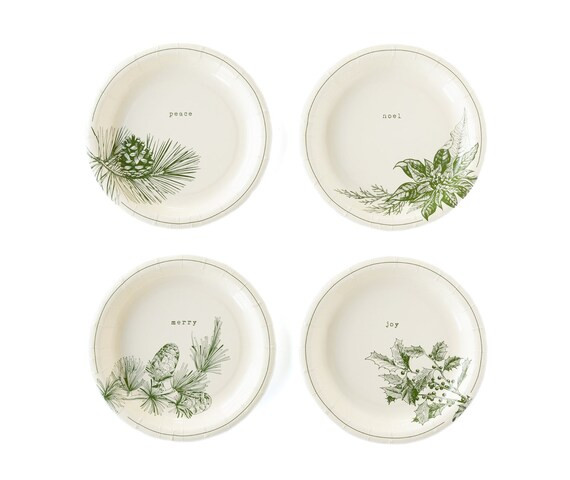 Botanical Christmas Plates 8ct Christmas Dessert Plates - Etsy | Etsy (US)