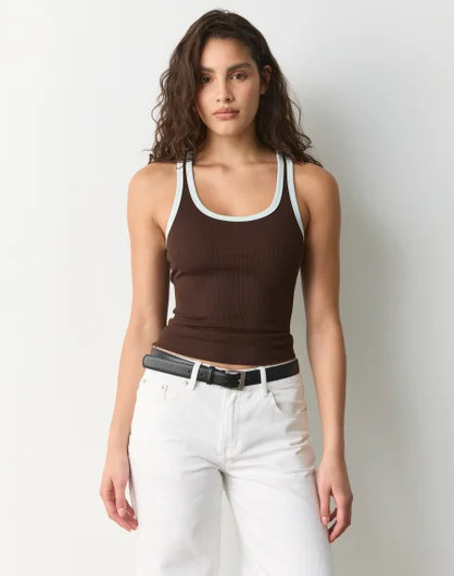 Contrast Tipped Scoop Rib Tank | Glassons (Australia)