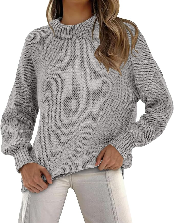 BTFBM Women's Pullover Sweater 2023 Fall Sweater Casual Long Sleeve Turtleneck Loose Chunky Knit ... | Amazon (US)