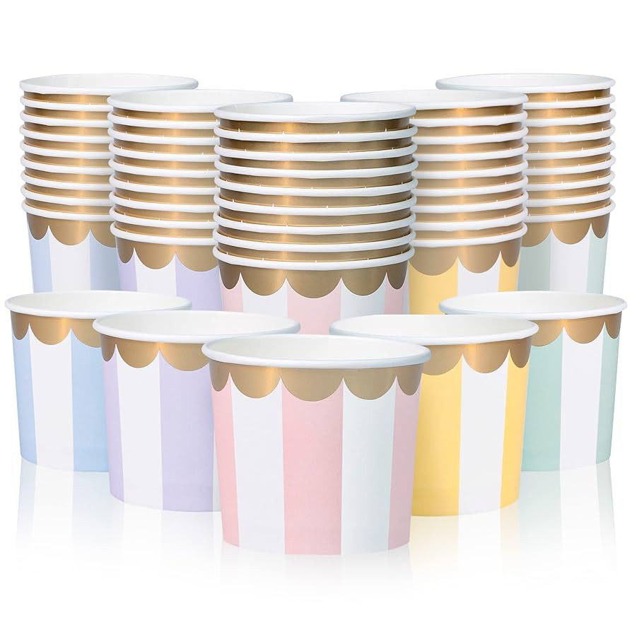 Paper Ice Cream Cups, 50-Count 11-Oz Disposable Dessert Bowls for Hot or Cold Food, 11-Ounce Part... | Amazon (US)