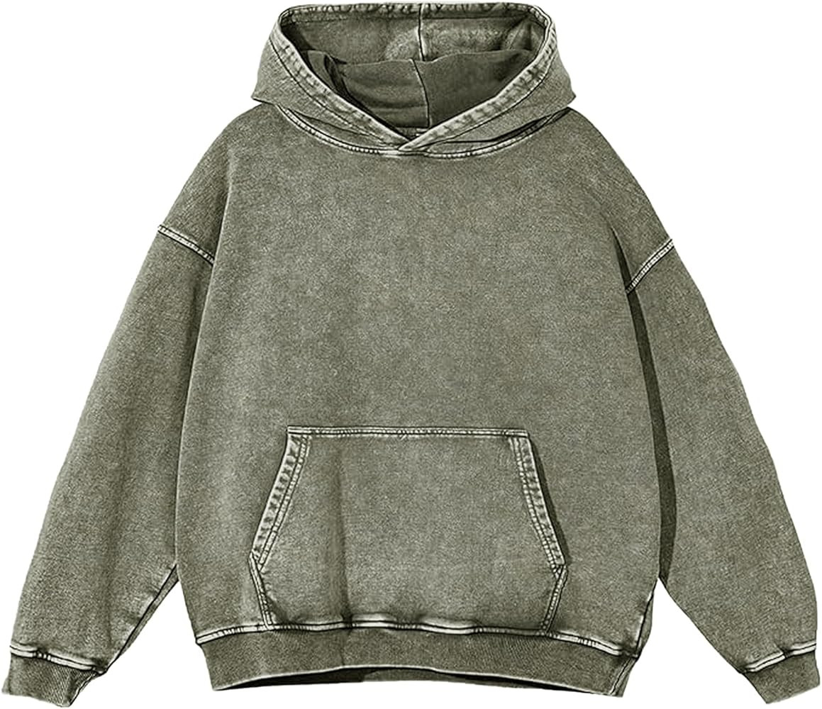 Mens Oversized Hoodie Acid Wash Hoodies Women Vintage Sweatshirt Heavyweight Cotton Unisex Retro ... | Amazon (US)