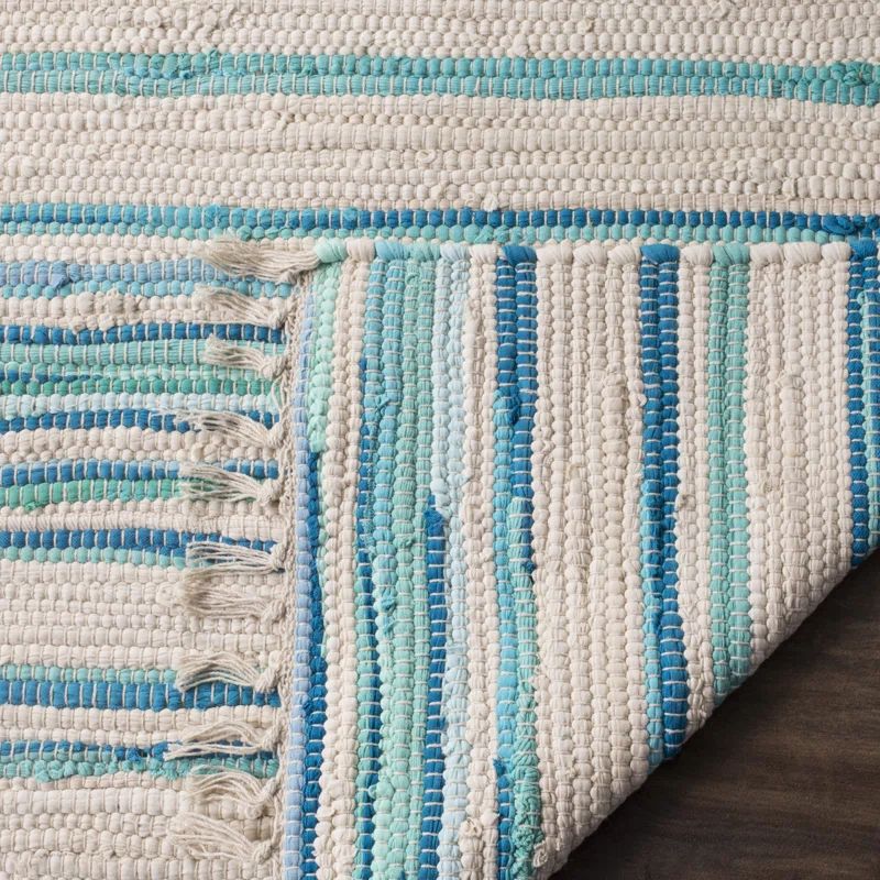 Margene Handmade Flatweave Cotton Ivory/Green Rug | Wayfair Professional