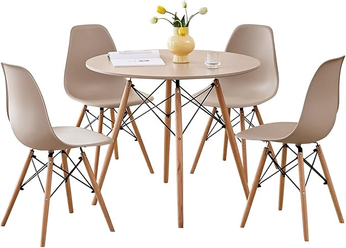 5-Piece Round Dining Table Set, Small 31.5" Kitchen Table Chairs Set of 4 Space Saving Furniture,... | Amazon (US)