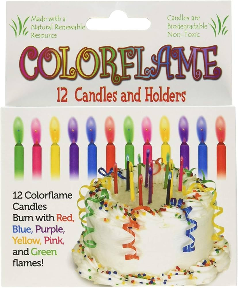 Colorflame Birthday Candles With Colored Flames - Birthday, Party, Cake Decor - 12 Candles Per Bo... | Amazon (US)