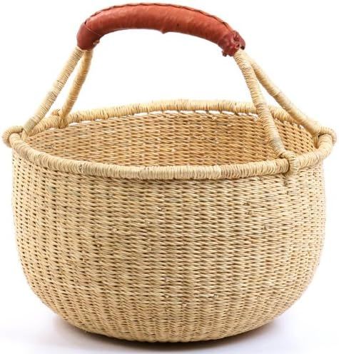 Fair Trade Ghana Bolga African Dye-Free Fully Shaped Medium Market Basket 11-13" Across X 6-8" Ta... | Amazon (US)