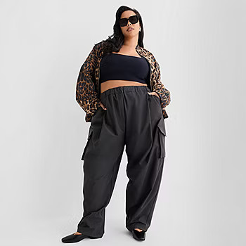 new!Ashley Graham Nylon Utility Womens Plus Cinched Cargo Pant | JCPenney