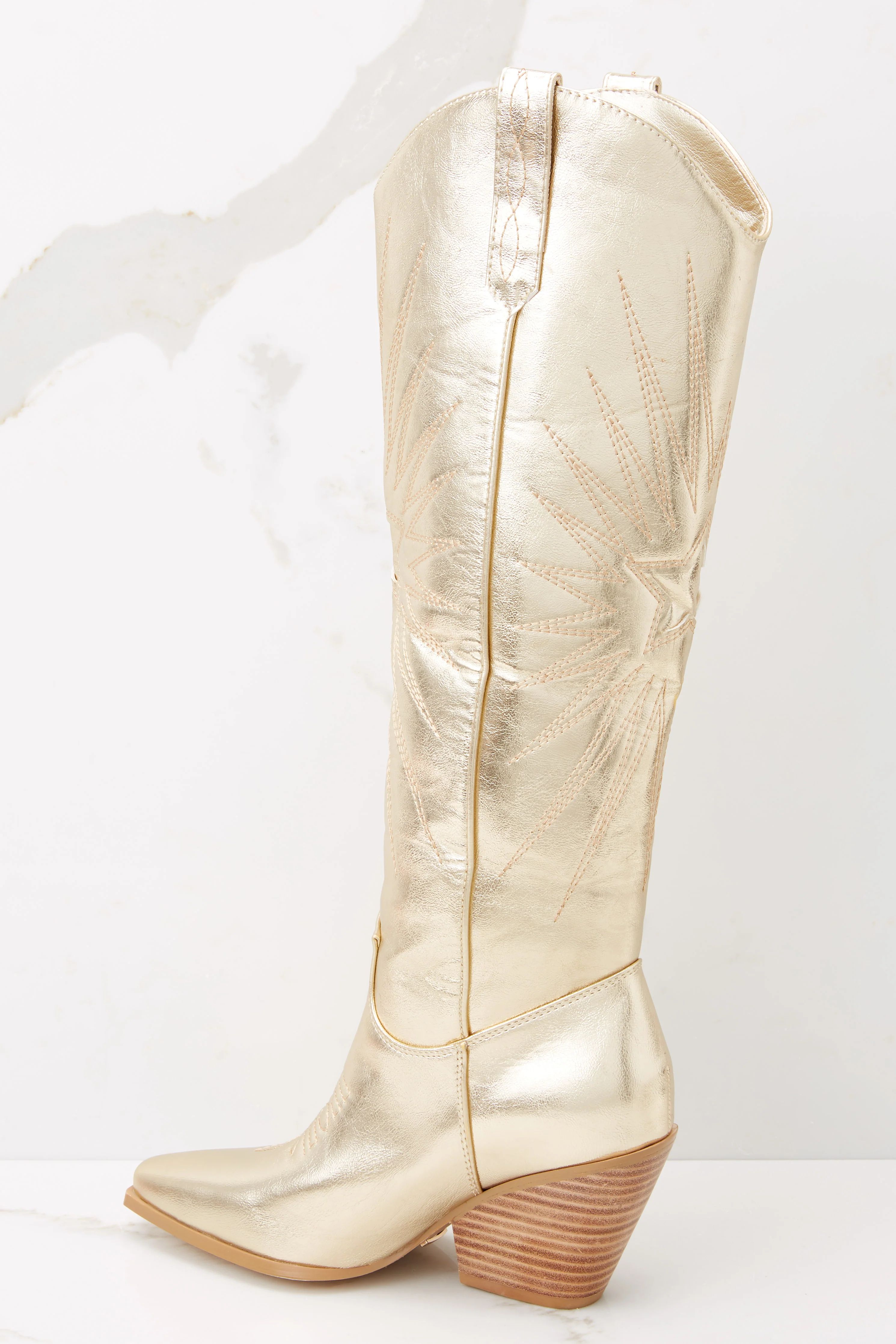 Constance Gold Metallic Boots | Red Dress 