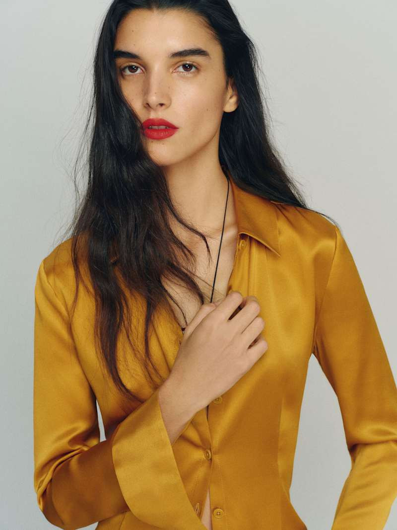 Raya Fitted Silk Shirt | Reformation (Global)