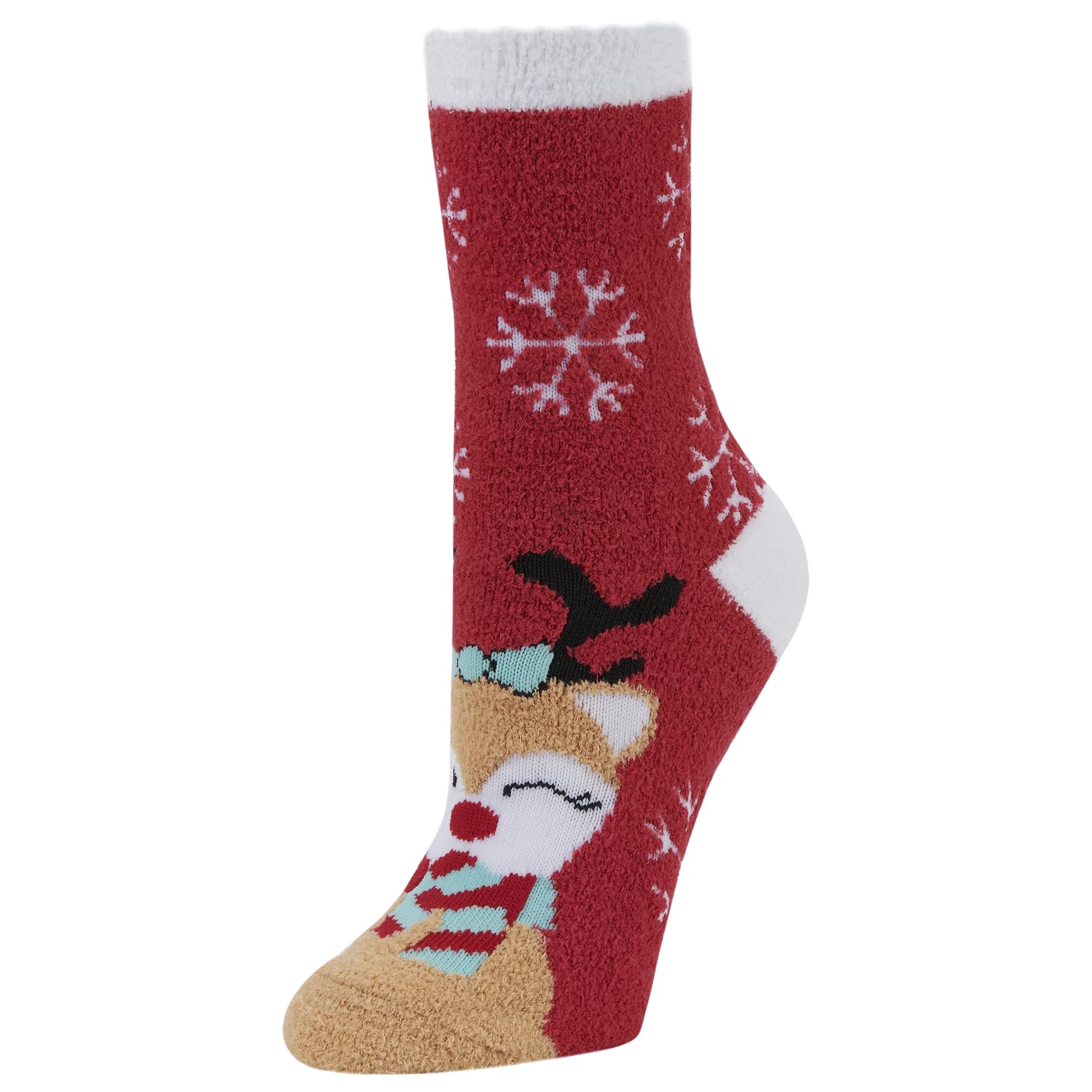 Airplus Holiday Aloe Infused Crew Socks, Red Deer, Women's Medium 1 Pair, Size 5-10 - Walmart.com | Walmart (US)