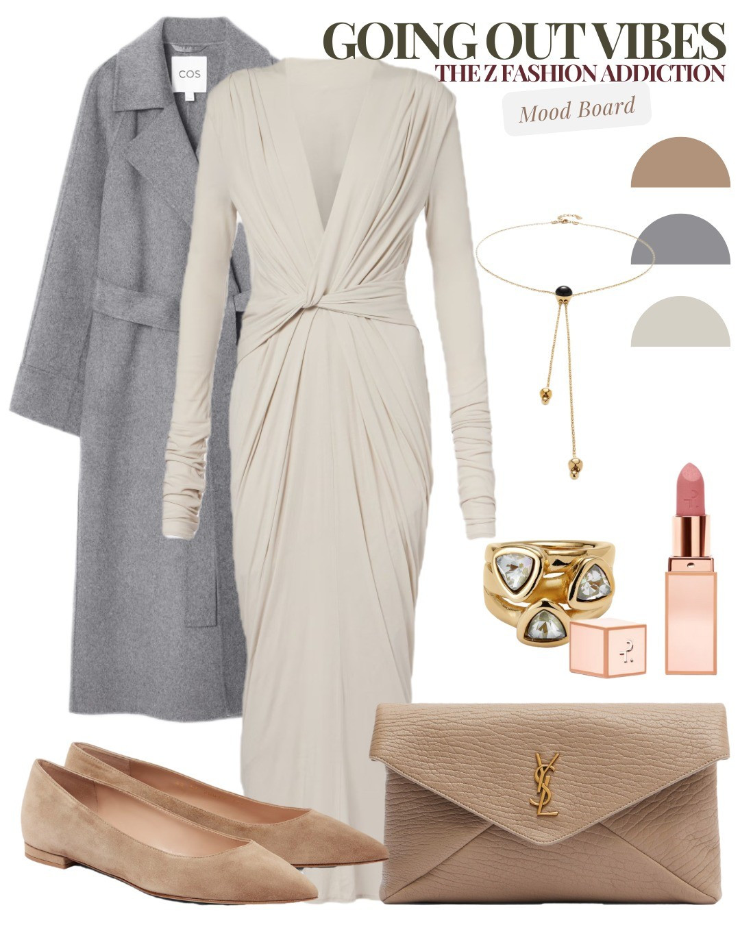 How to style a nightdress with flat shoesGoing out style outfit insporation how to styling inspo flat shoes ballerina grey coat saint laurent bag cult beauty necklace jewelry chunky ring brown beige grey color combo

#LTKsale #LTKbag #LTKshoes