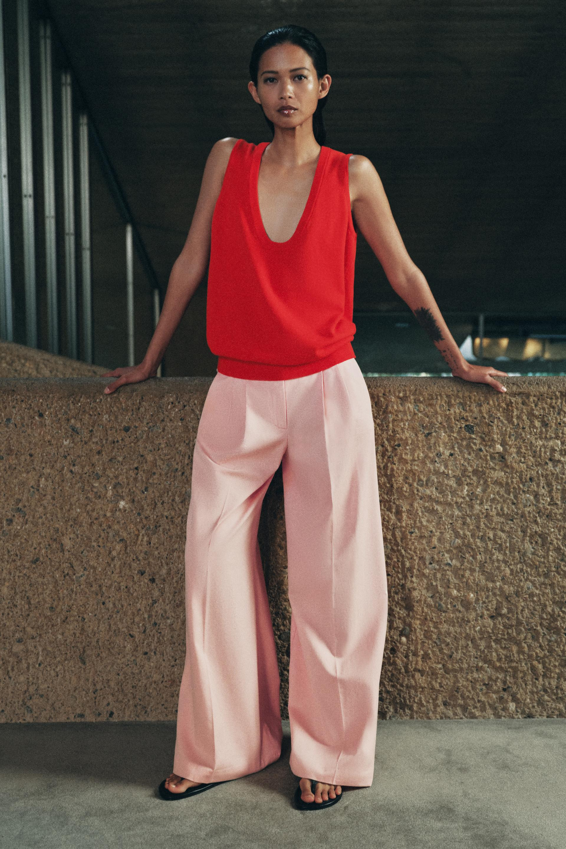 Zara - Sleeveless Knit Top - Red - L - Woman | Zara US