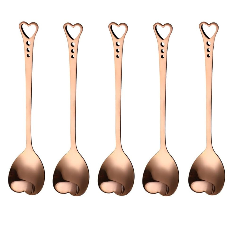 10-Piece Heart-Shaped Stainless Steel Dessert Spoon Set for Home, Restaurant, Cafe, and Bar - Ele... | Amazon (US)