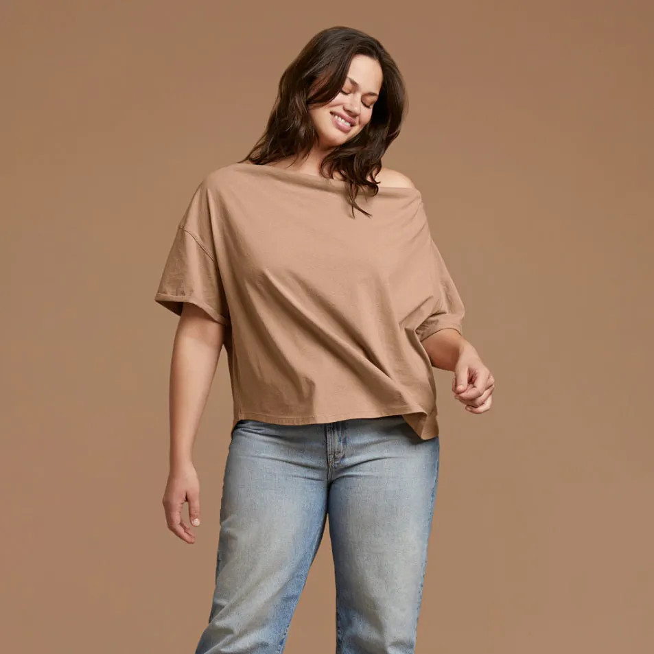 Women's Off The Shoulder T-Shirt - Cinnamon - nuuds | nuuds