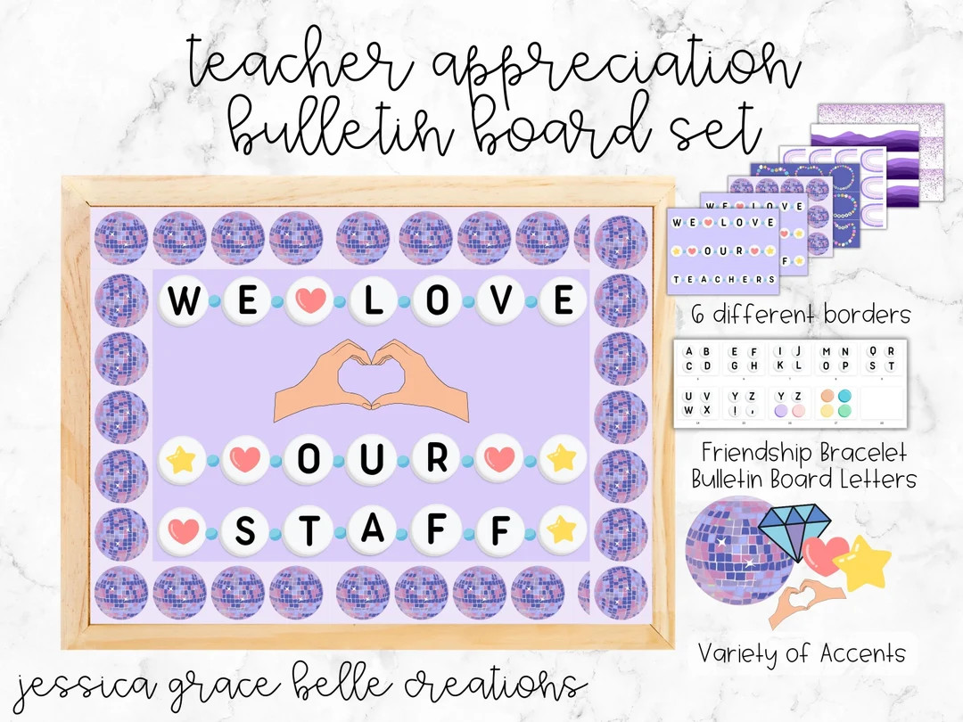 Teacher Appreciation Week Bulletin Board Set Borders, Accents, Friendship Bracelet Bulletin Board... | Etsy (US)