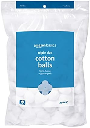 Amazon Basics Cotton Balls for Skincare, Makeup Removal, Cotton, Hypoallergenic, 200 Count (Previ... | Amazon (US)