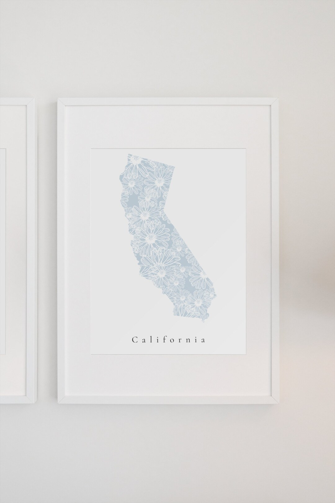 California Blue Floral Print, California Wall Art, California Art Print, California State Print, ... | Etsy (US)