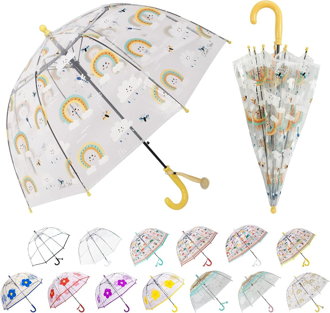 LLanxiry Umbrella Kids Clear Bubble Auto Open Umbrellas for Rain Children's Safe Transparent Dome... | Amazon (US)