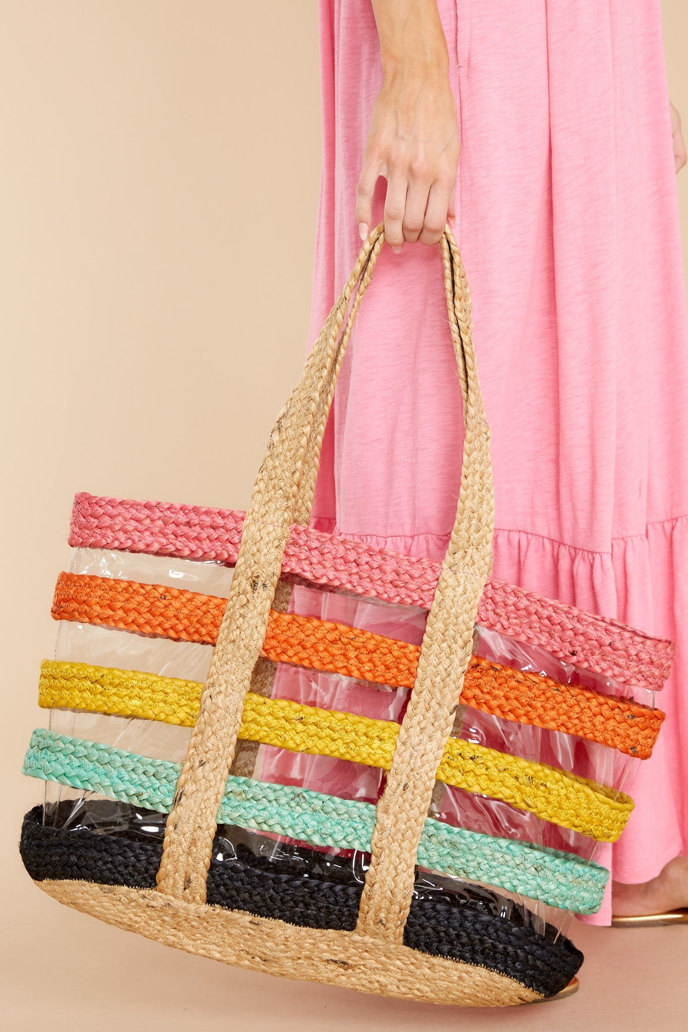 Fun In The Sun Natural Multi Bag | Red Dress 