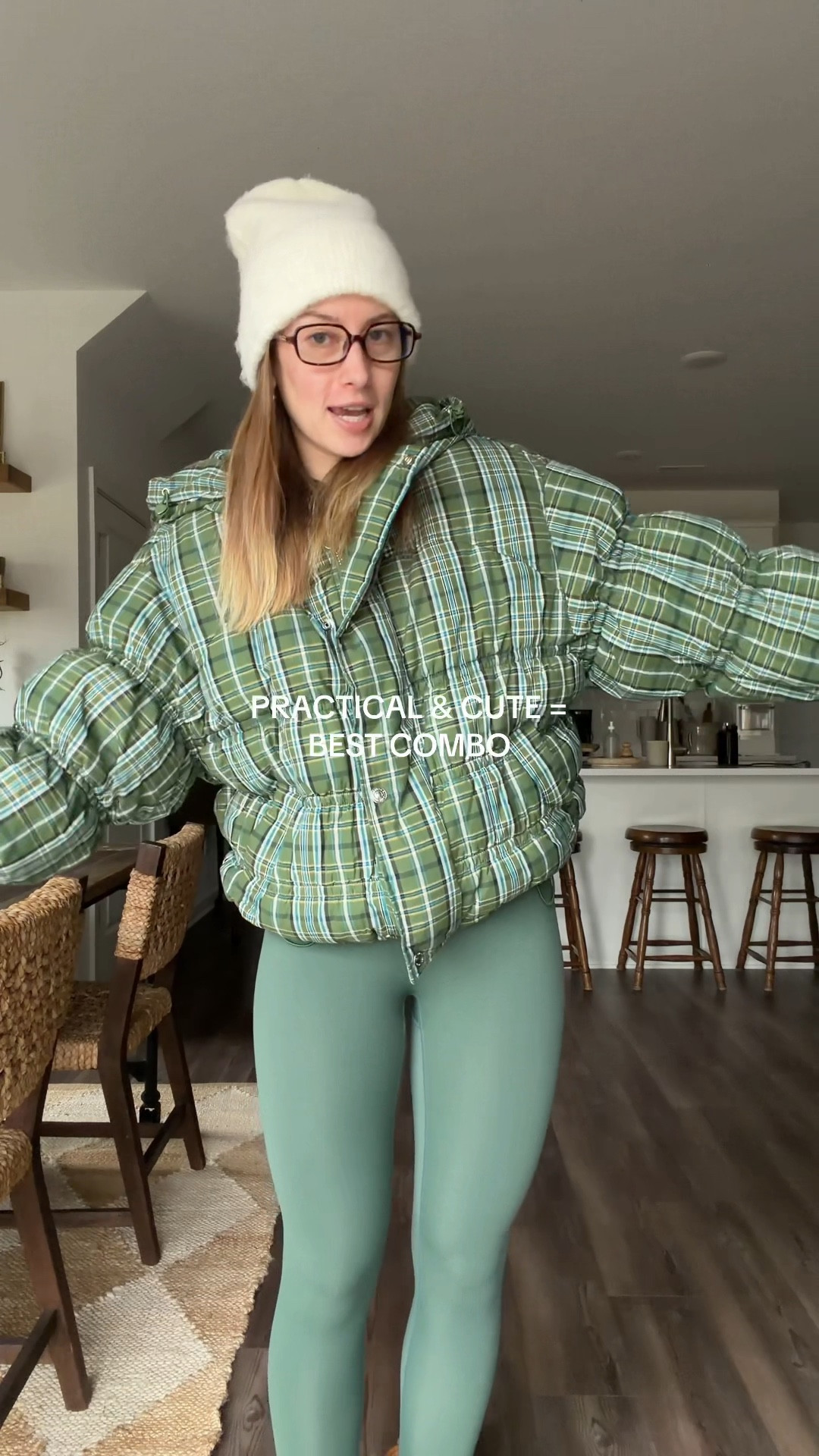 12/1/25 casual winter errands outfit, linking my L.L.Bean Bean Boots, my Set Active green workout set, and my green plaid puffer jacket from Free People (wearing an XS — it runs very oversized). Also linking my Amazon blue light glasses and my Abercrombie knit beanie. Cozy, practical, and perfect for chilly winter days on the go.

#LTKGiftGuide #LTKCyberWeek #LTKootd