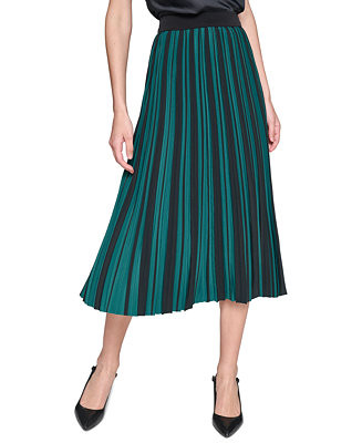 Women's Striped Pleated Midi Skirt | Macy's Canada