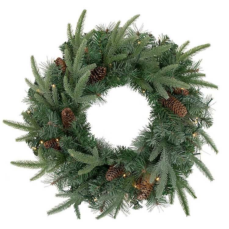 Pre-Lit Mixed Pinecones Wreath | Kirkland's Home